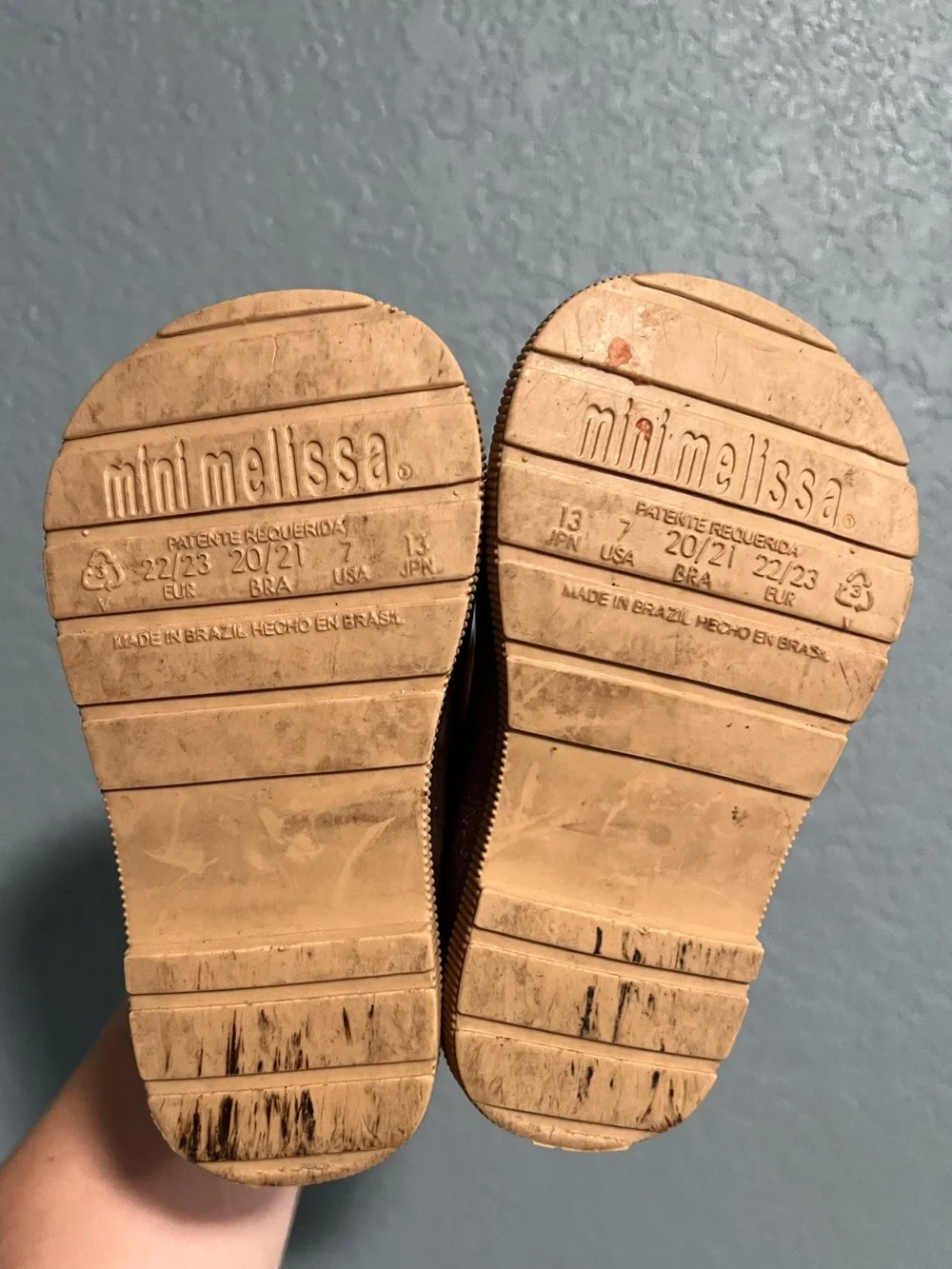Mini Melissa Kids Brown Glitter Jelly Rain Boots Tan Bows